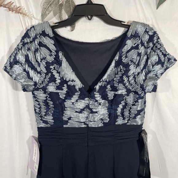 NWT $188‎ JS COLLECTIONS [ 4 ] Mixed Media Soutache Midi Dress In Navy - Picture 11 of 12
